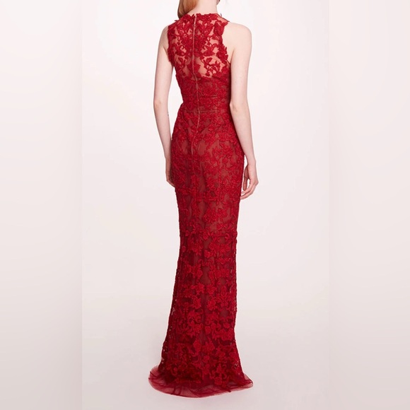 MARCHESA***Guipure Red Lace Evening Gown***US 4,6***$1095 - Picture 10 of 11